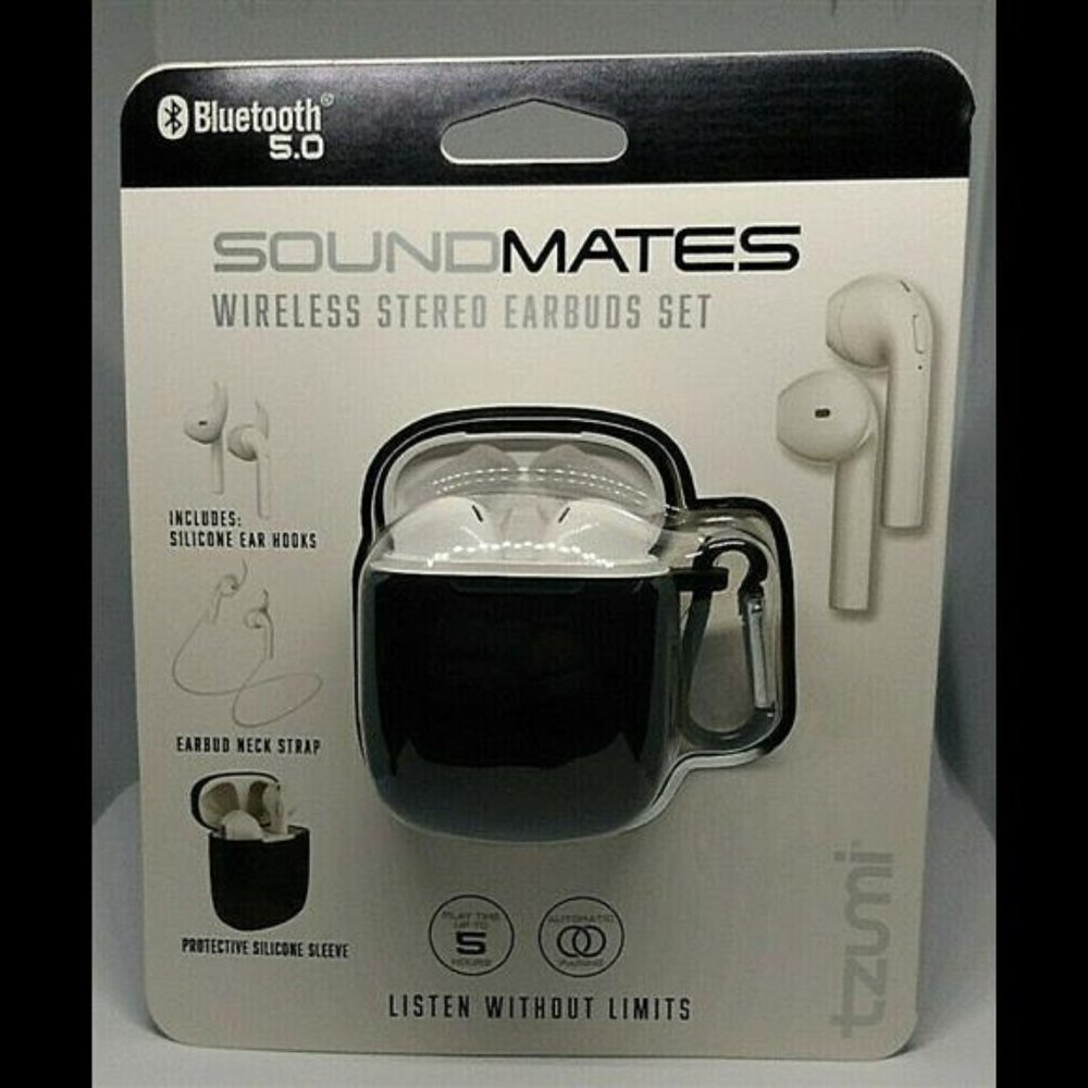 Lot of (2) SOUNDMATES TRUE WIRELESS BLUETOOTH 5.0 EARBUDS WHITE COMBO PACK!